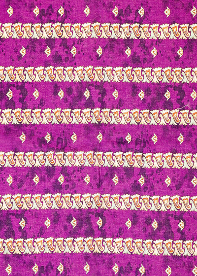 Purple Cotton Fabric with Alternate Stripes and Small Butis 13824