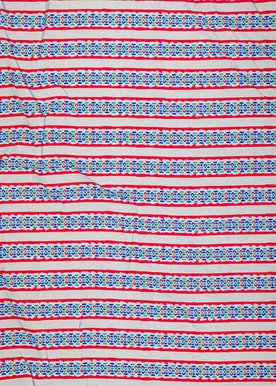Grey And Blue Cotton Fabric with Alternate Stripes Print 13832