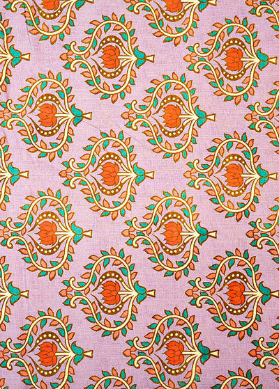 Lavender Cotton Fabric with Allover Abstract Flower Motifs 13858