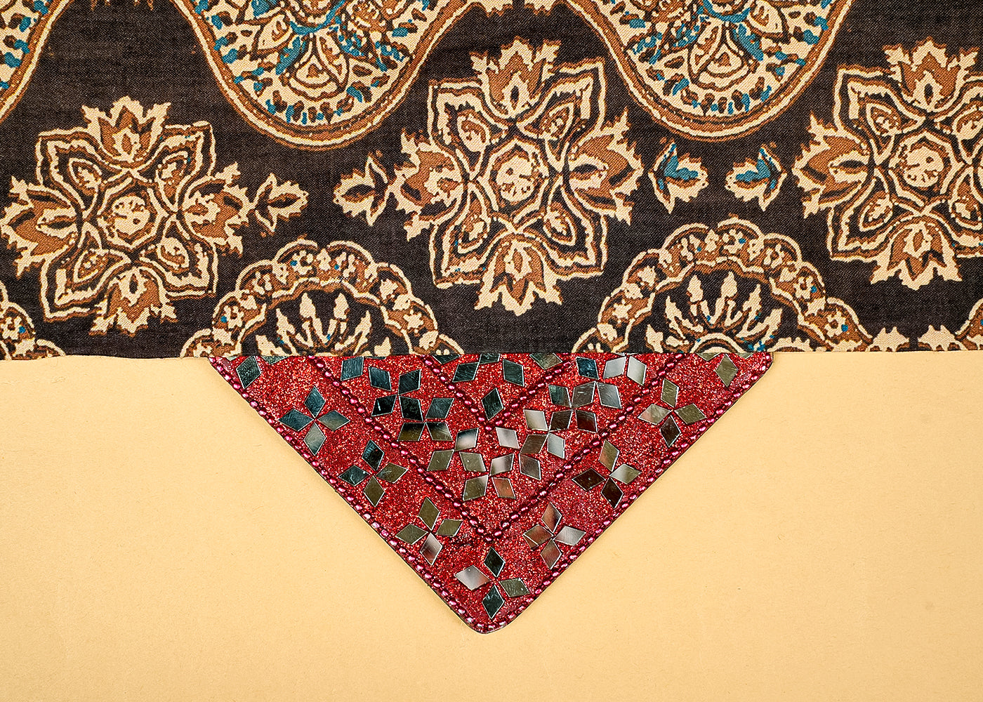 Brown Cotton Silk Fabric with Allover Traditional Motifs 13915