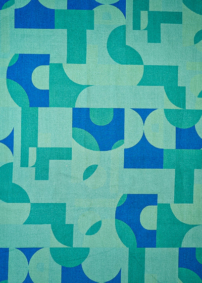 Firozi Cotton Silk Fabric with Allover Abstract Pattern 13922