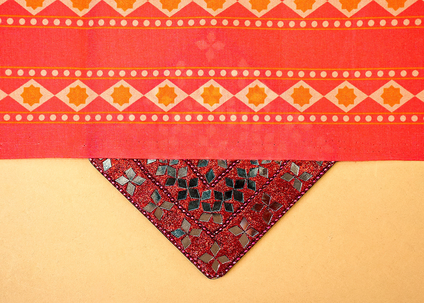 Gajri Cotton Silk Fabric with Alternate Stripes Pattern 13923