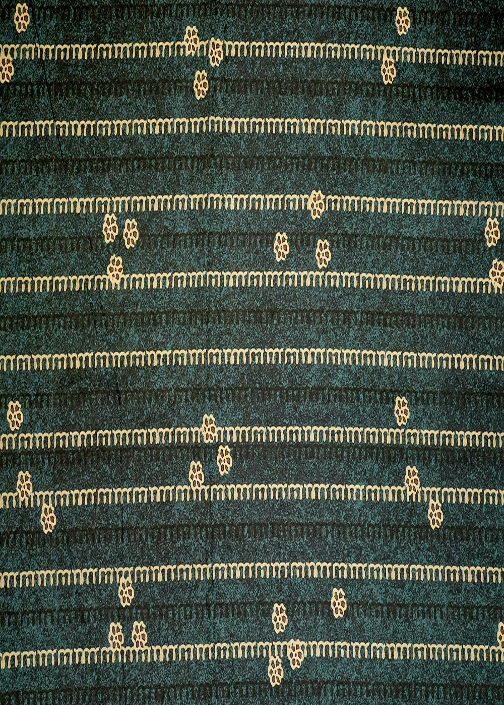 Bottle-Green-Cotton-Silk-Fabric-With-Allover-Stripes-And-Small-Flowers-13931