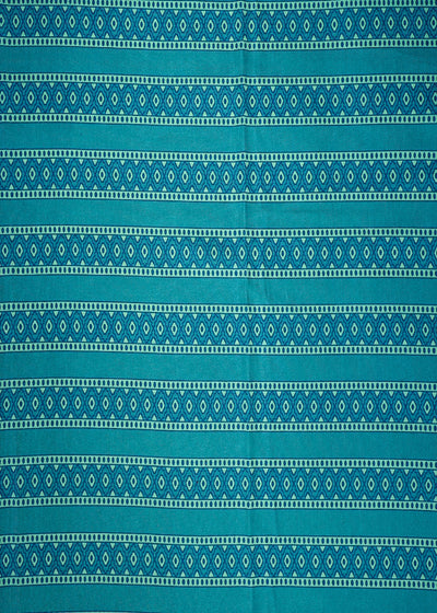Firozi Cotton Silk Fabric with Alternate Stripes Print 13933