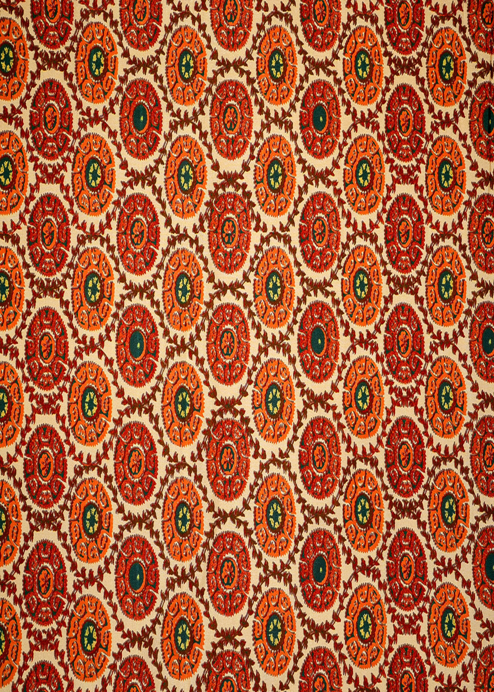 Golden-And-Rust-Cotton-Silk-Fabric-With-Allover-Circle-Motifs-13935