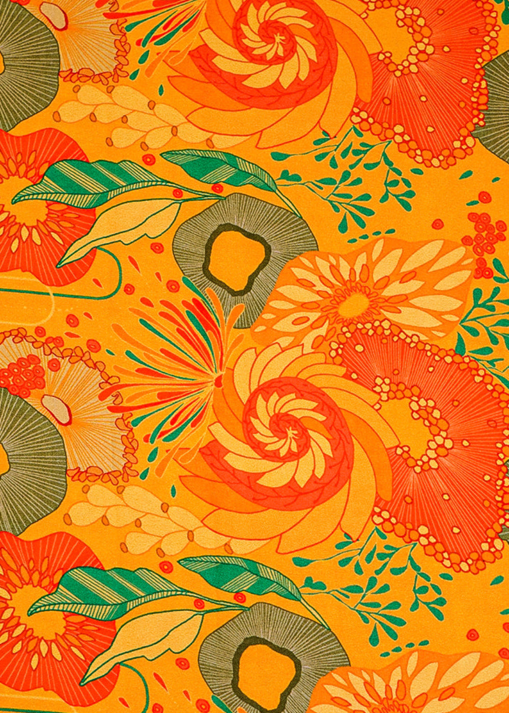 Mustard-Moss-Crepe-Fabric-with-Allover-Abstract-Flowers-13957