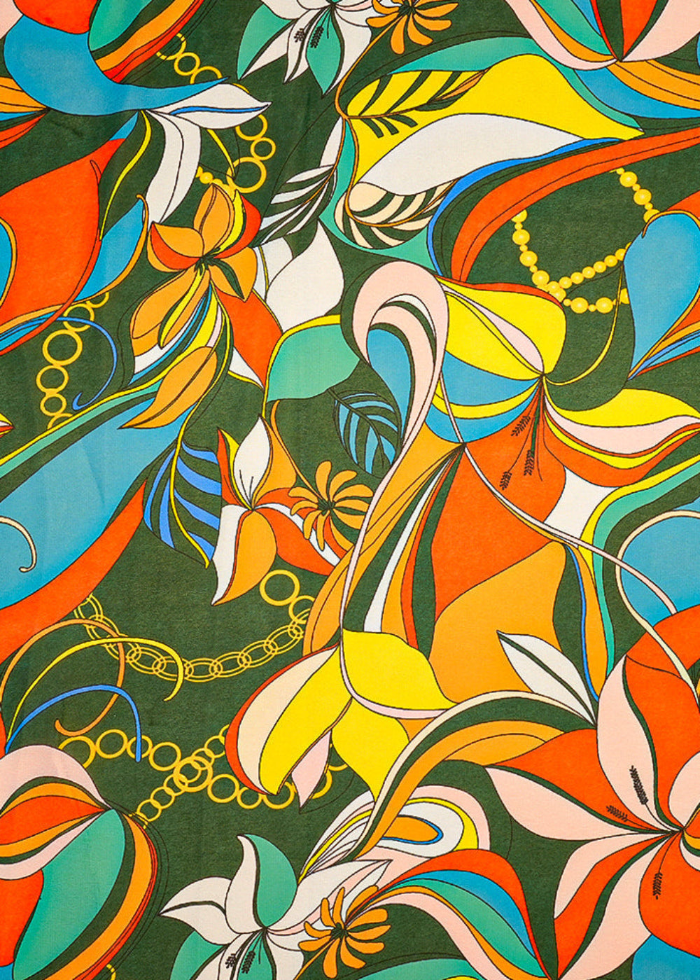 Bottle-Green-Fox-Georgette-Fabric-with-Allover-Abstract-Flowers-14001