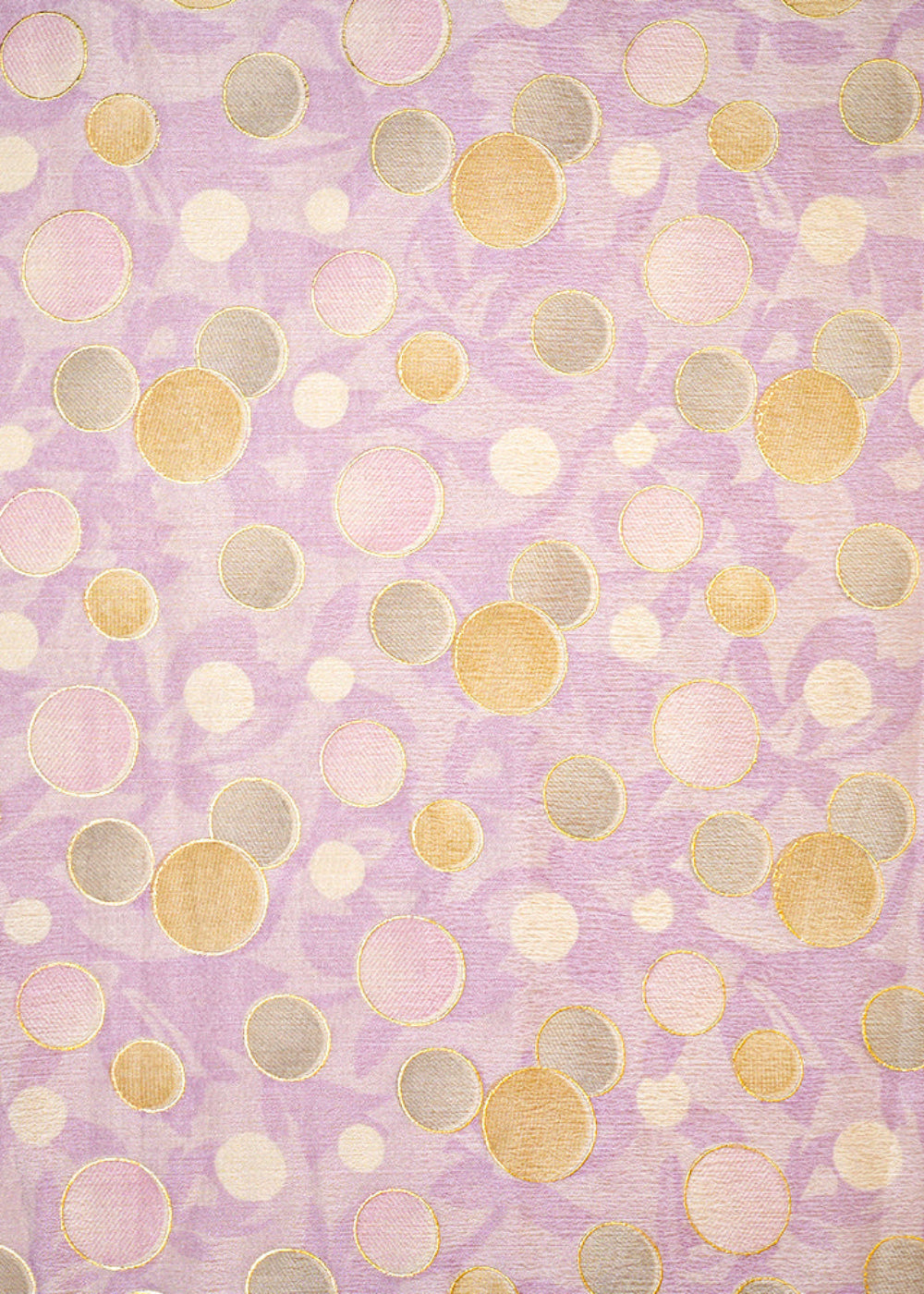 Lavender-Chinon-Chiffon-Fabric-with-Allover-Multi-Color-Circles-14007