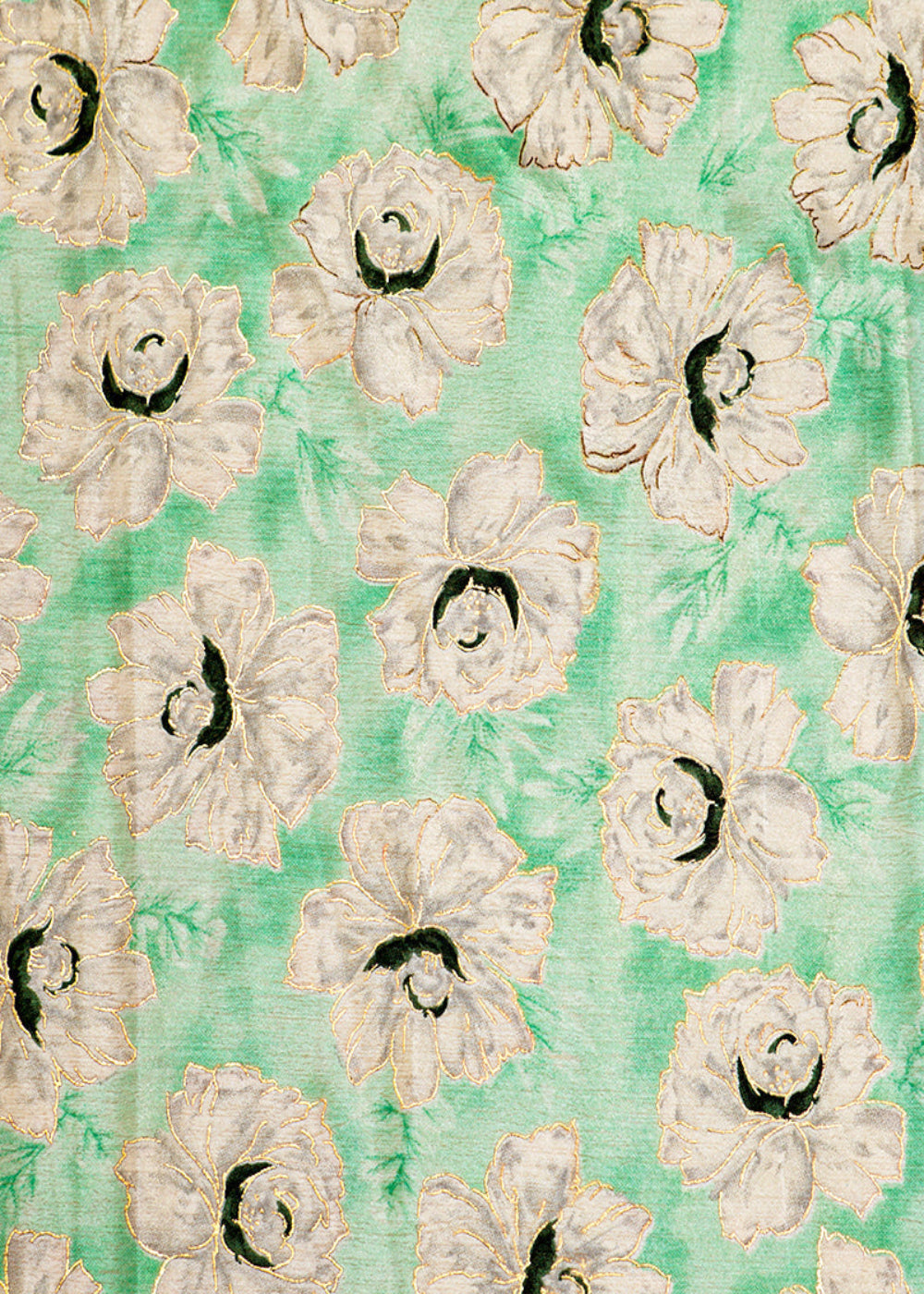 Sea-Green-Chinon-Chiffon-Fabric-with-Allover-White-Flowers-14030
