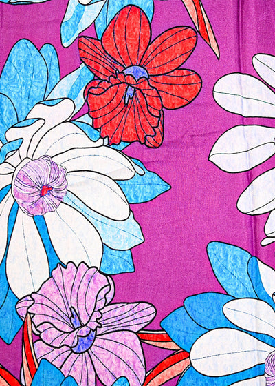 Purple Viscose Muslin Fabric with Allover Big Flowers 14051