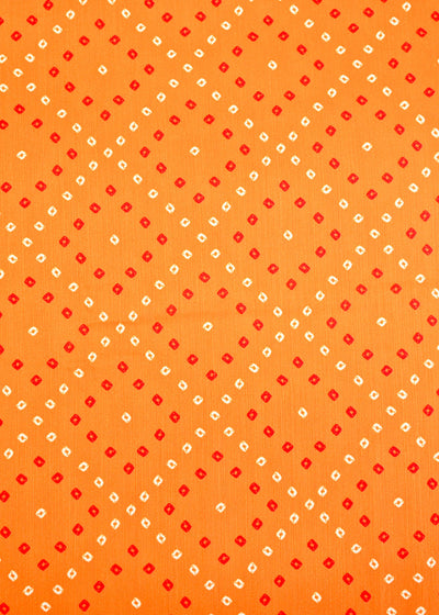 Light Orange Muslin Fabric with Allover Bandhani Print 14062