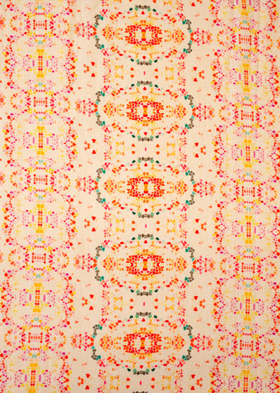 White Muslin Fabric with Allover Abstract Print 14065