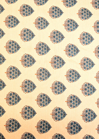 Light Peach Muslin Fabric with Allover Traditional Motifs 14068