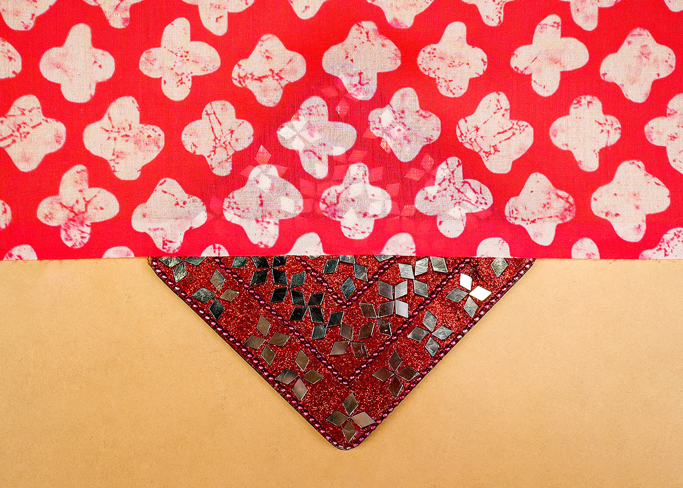 Hot Pink Viscose Cotton Silk Fabric with Allover Batik Motifs 14100