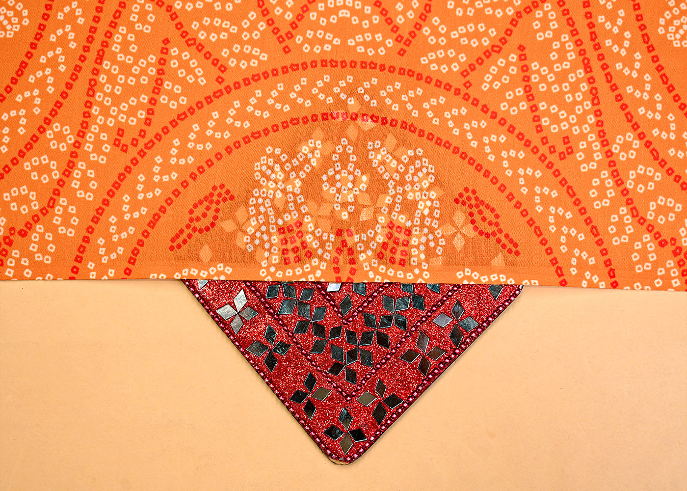 Mustard Muslin Fabric with Allover Heavy Bandhani Print 14102