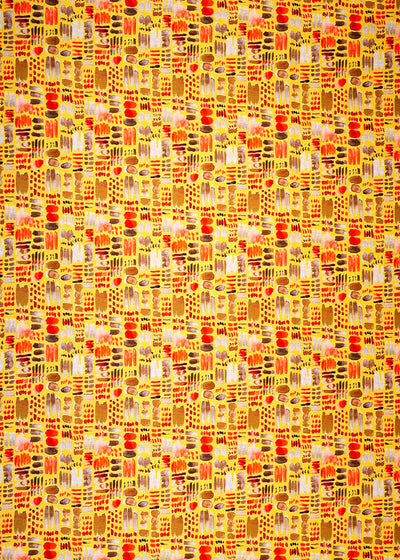 Yellow Cotton Linen Fabric with Allover Abstract Pattern 14123