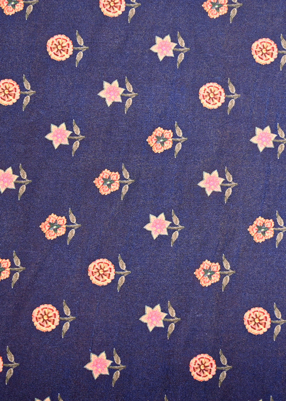 Navy-Blue-Dola-Silk-Fabric-with-Allover-Floral-Pattern-14145