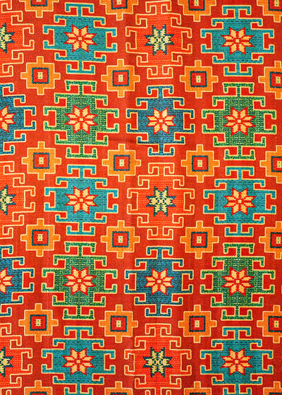 Deep Maroon Modal Dupion Fabric with Allover Traditional Pattern 14148