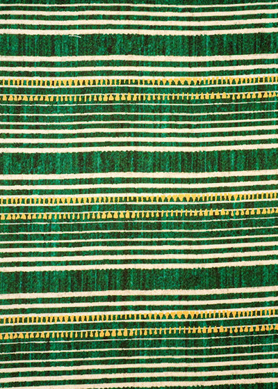 Dark Green Dola Silk Fabric with Alternate Stripes 14152
