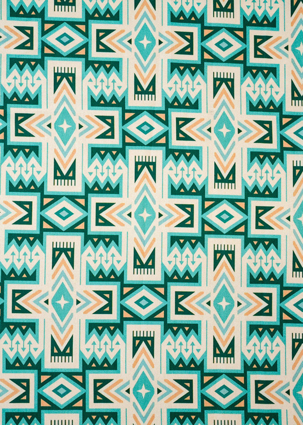 Teal-Green-Dola-Silk-Fabric-with-Allover-Geometric-Patterns-14154