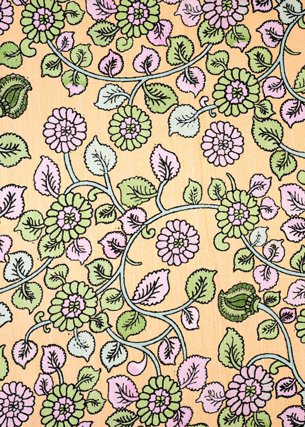 Pastel-Yellow-Dola-Silk-Fabric-with-Allover-Floral-Pattern-14155