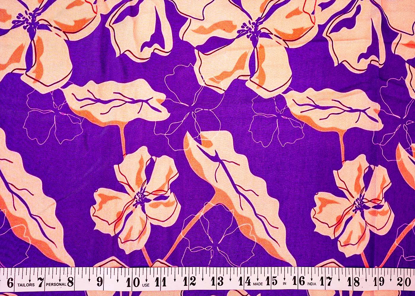 Purple Muslin Fabric with Allover Floral Pattern 14166