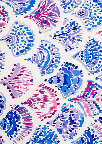 White Imported Rayon Fabric with Allover Abstract Print 14171