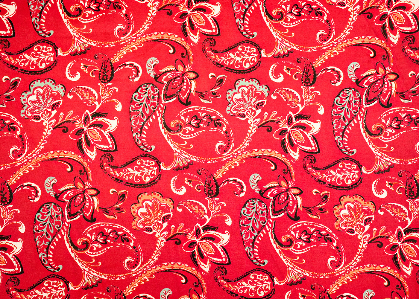 Maroon Georgette Satin Fabric with Allover Traditional Print 14279