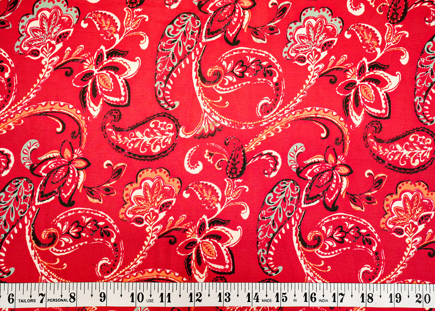 Maroon Georgette Satin Fabric with Allover Traditional Print 14279