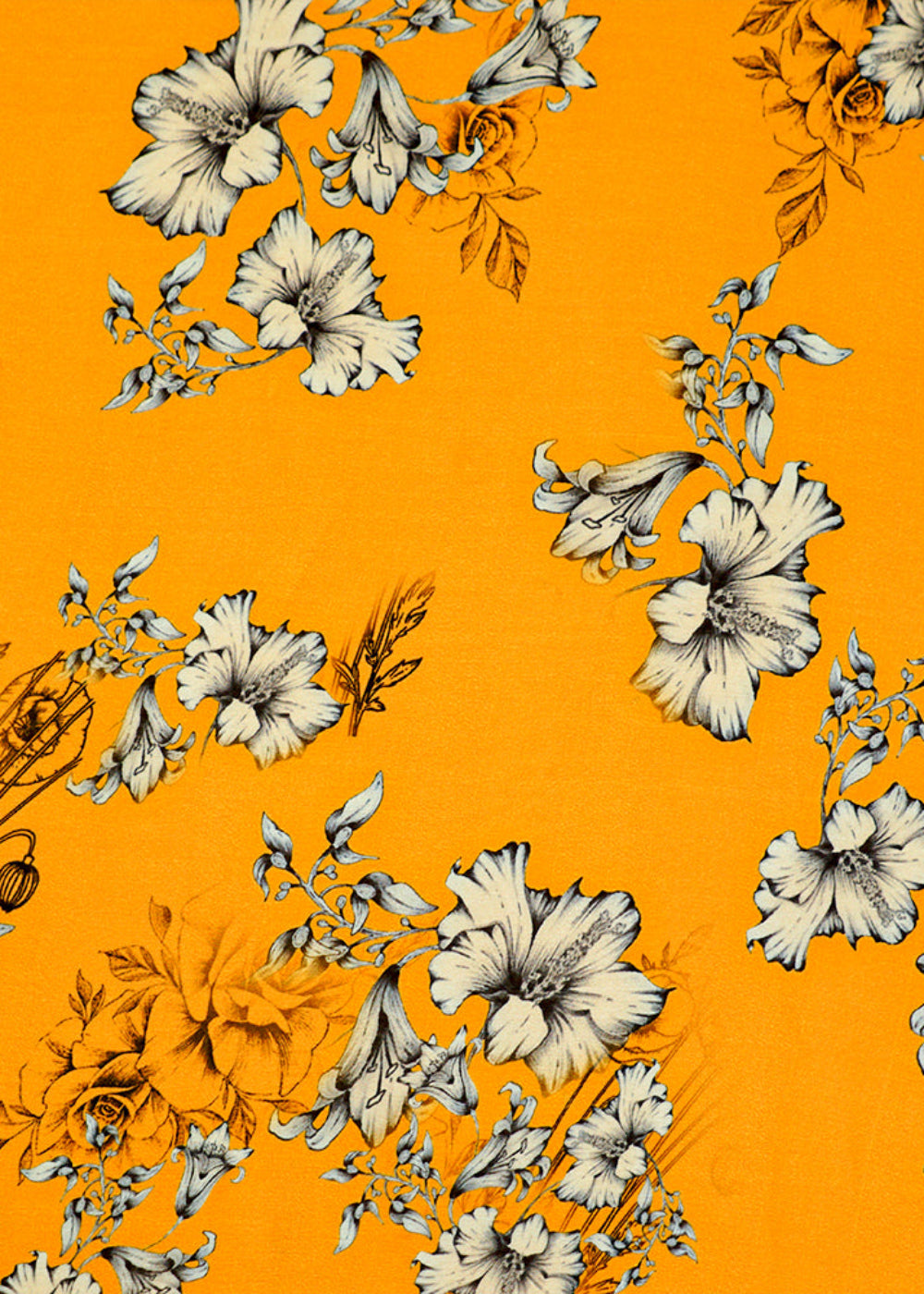 Mustard-Georgette-Satin-Fabric-All-Over-Floral-Print-14298
