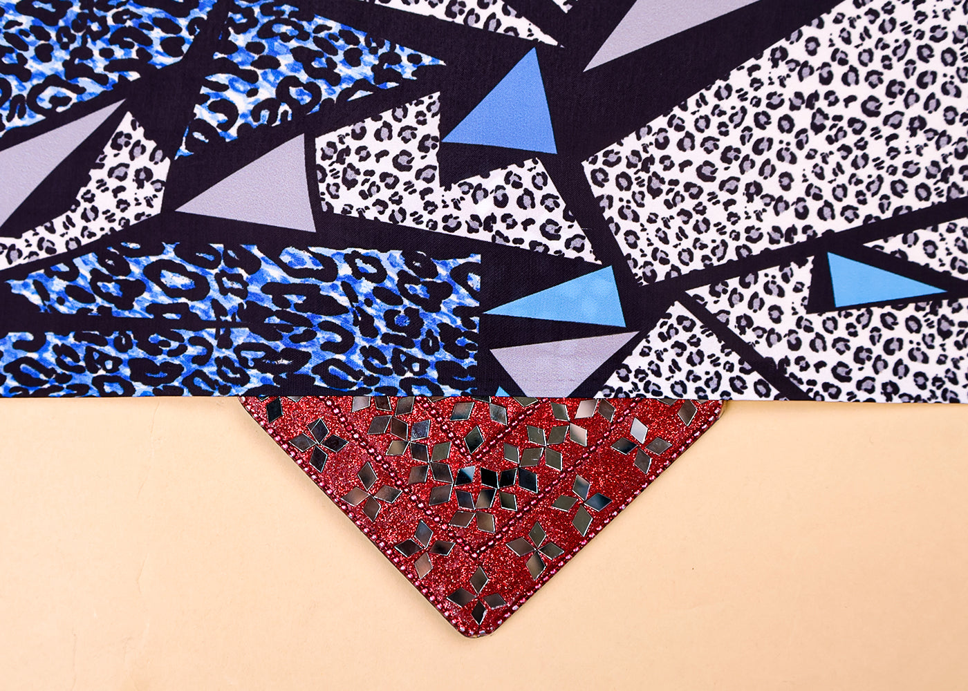 Multi-Colour Armani Satin Fabric with All Over Abstract Print 14393