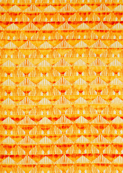 Yellow Linen Satin Fabric with Allover Geometric Pattern 14419