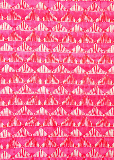 Pink Linen Satin Fabric with Allover Geometric Pattern 14427