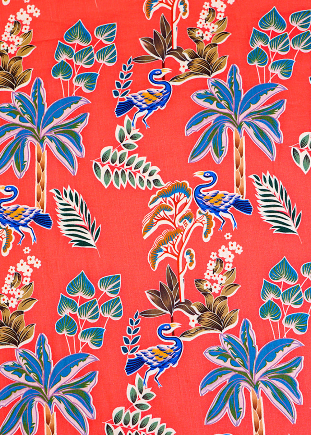 Coral-Pink-Linen-Satin-Fabric-with-Allover-Traditional-Motif-14429