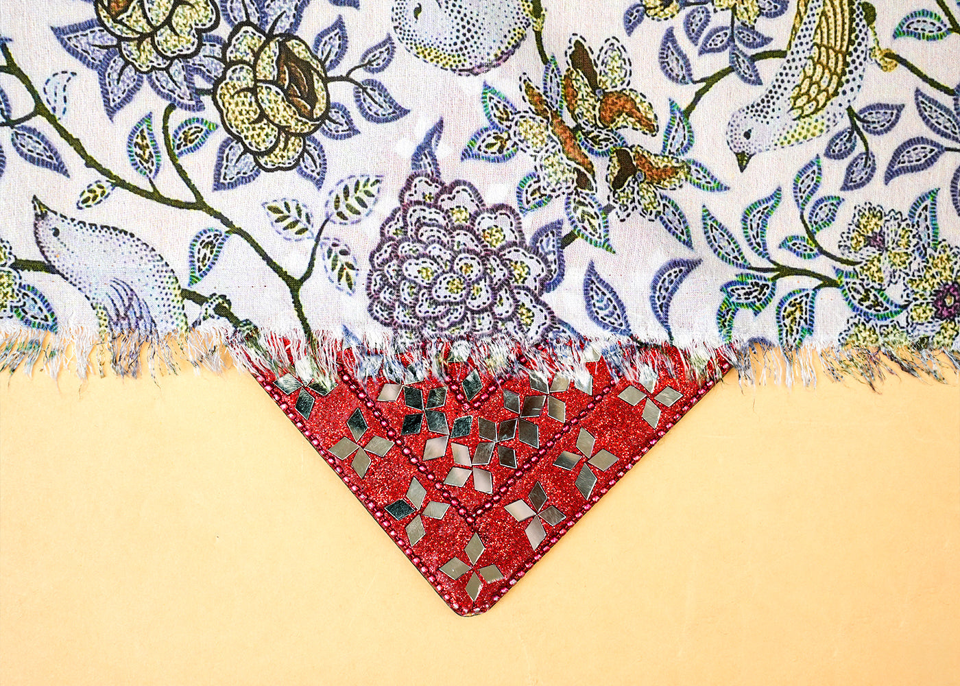 Grey Linen Satin Fabric with Allover Abstract Print 14433