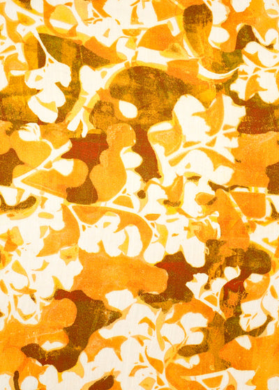 Mustard Linen Satin Fabric with Allover Abstract Print 14452
