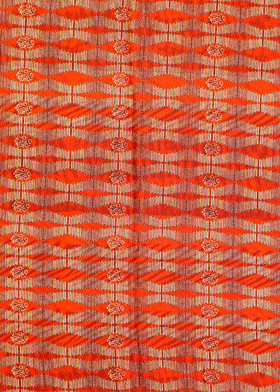 Brown Linen Satin Fabric with Allover Abstract Print 14510