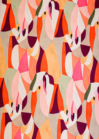 Multi-Color Moss Crepe Fabric with Allover Abstract Print 14512