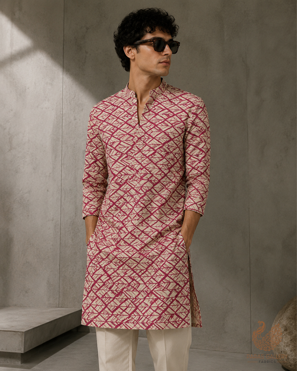 Cream Moss Crepe Fabric with Allover Abstract Pattern 14514