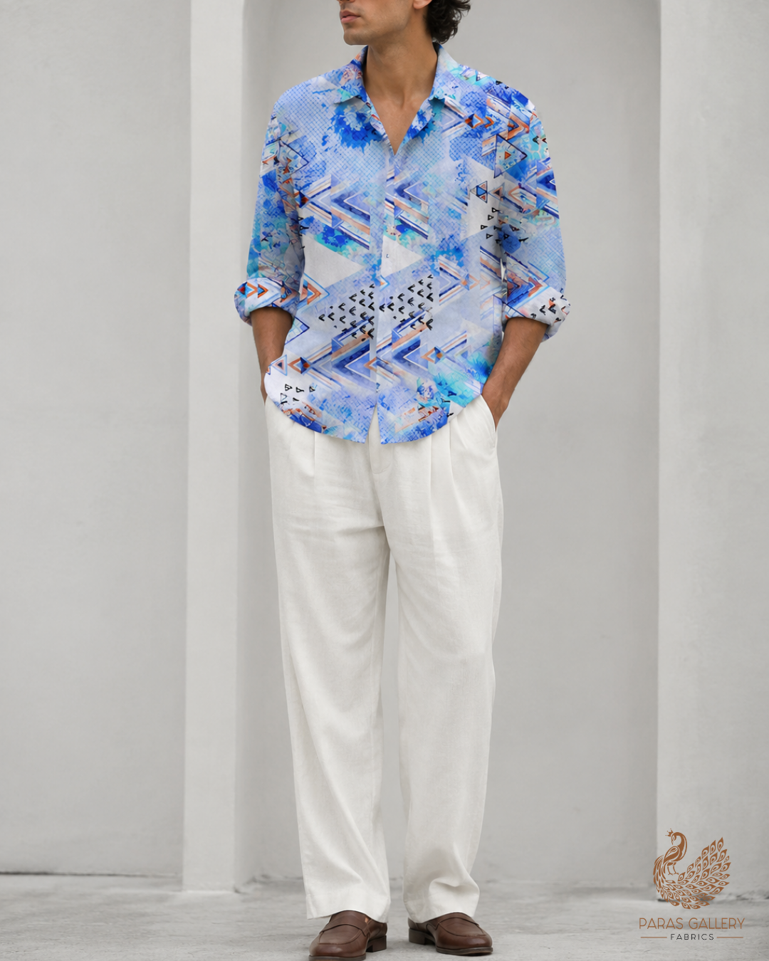 Multi-Color Natural Crepe Fabric with Allover Abstract Print 14522