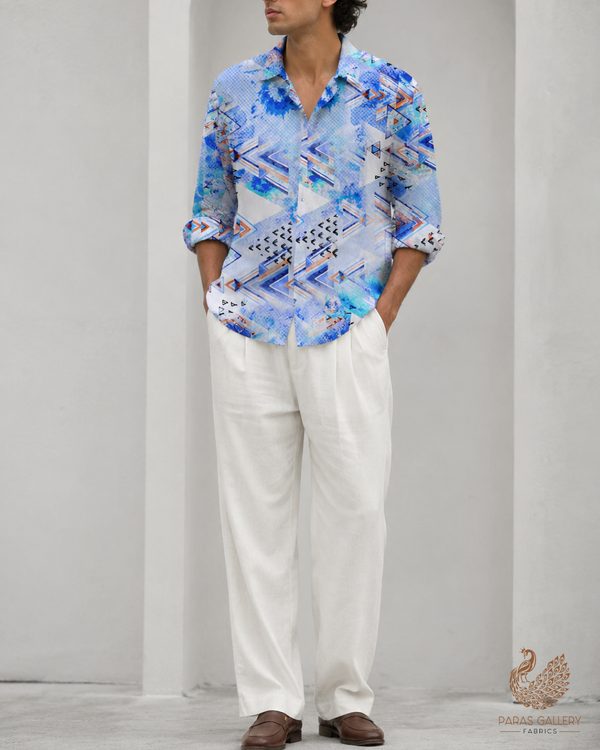 Multi-Color Natural Crepe Fabric with Allover Abstract Print 14522