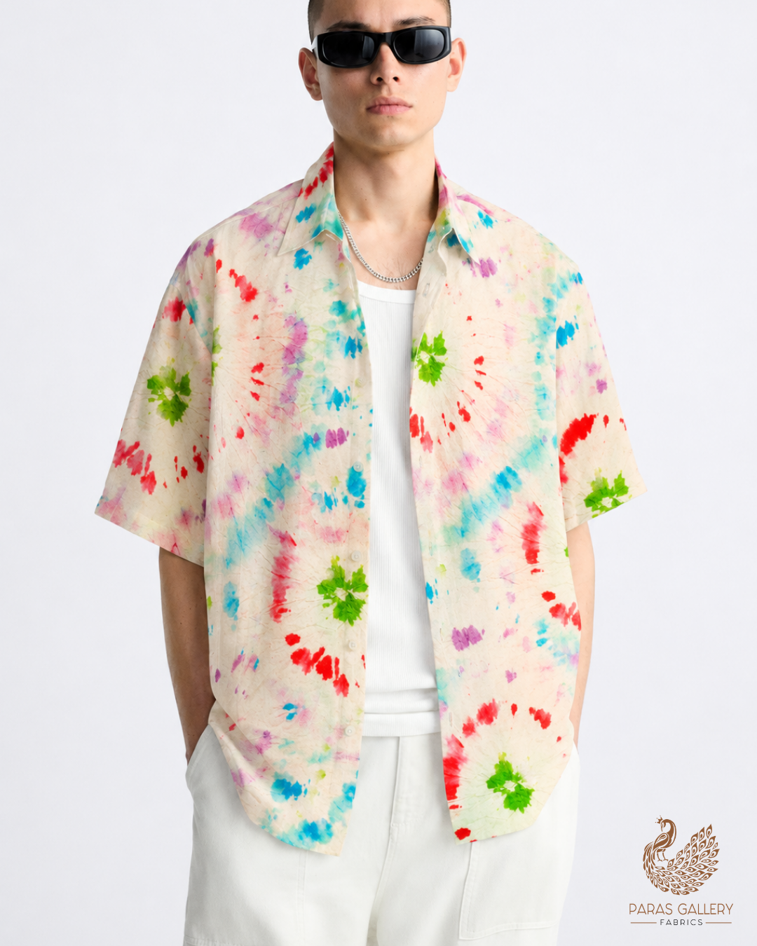 Multi-Color Crepe Fabric with Allover Tie and Dye Print 14549