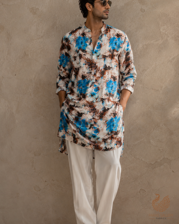 Multi-Color Moss Crepe Fabric with Allover Abstract Print 14554