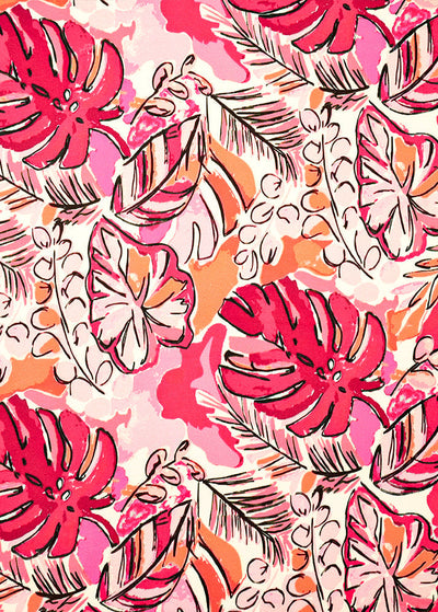 Pink Crepe Fabric with Allover Abstract Print 14561