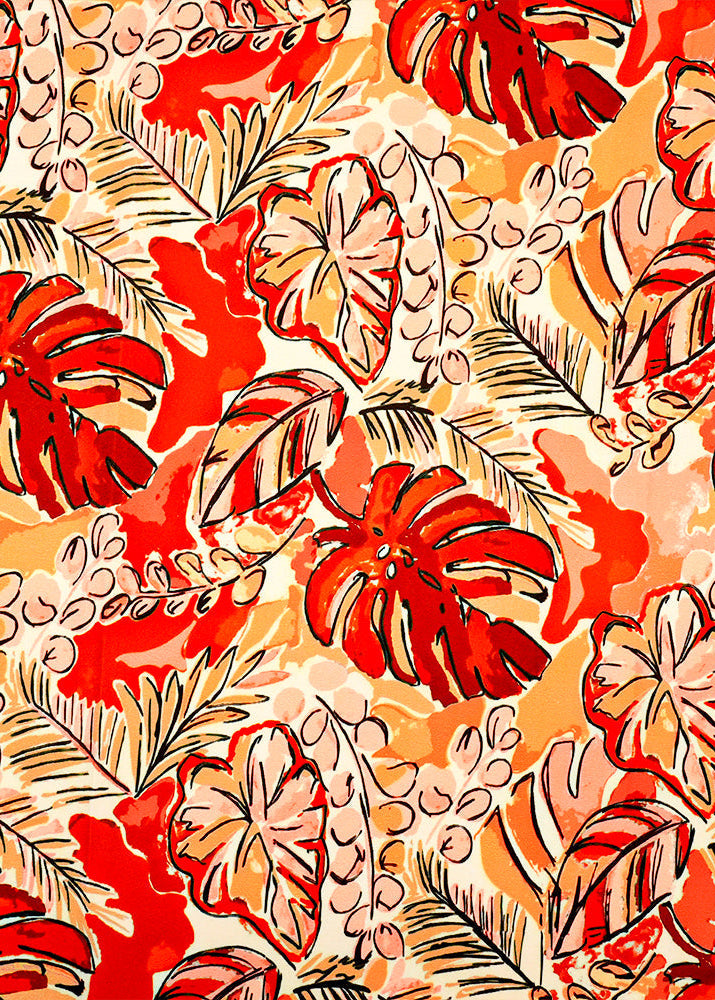 Deep-Red-Crepe-Fabric-with-Allover-Abstract-Print-14571