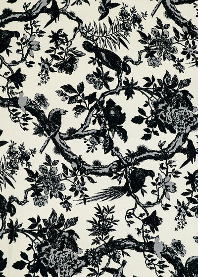 Black & White Crepe Fabric with Allover black Abstract Print 14576