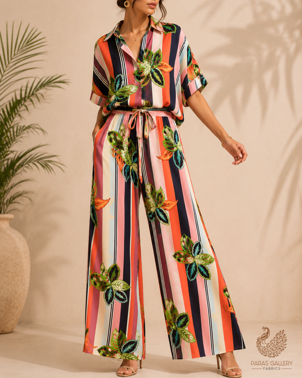 Multi-Color Moss Crepe Lycra with Allover Abstract Print 14586