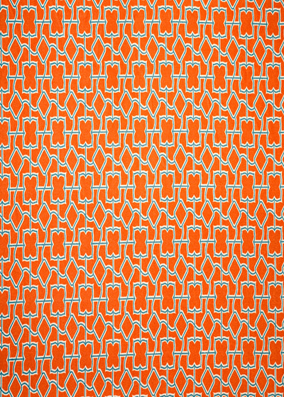 Rust Crepe Fabric with Allover Geometric Print 14589