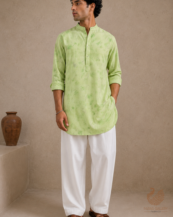 Sea Green Crepe Fabric with Allover Self Print 14602