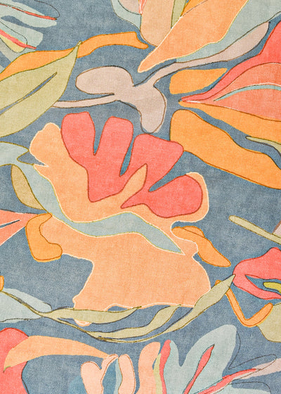 Blue Organza Fabric with All Over Abstract Print 14613